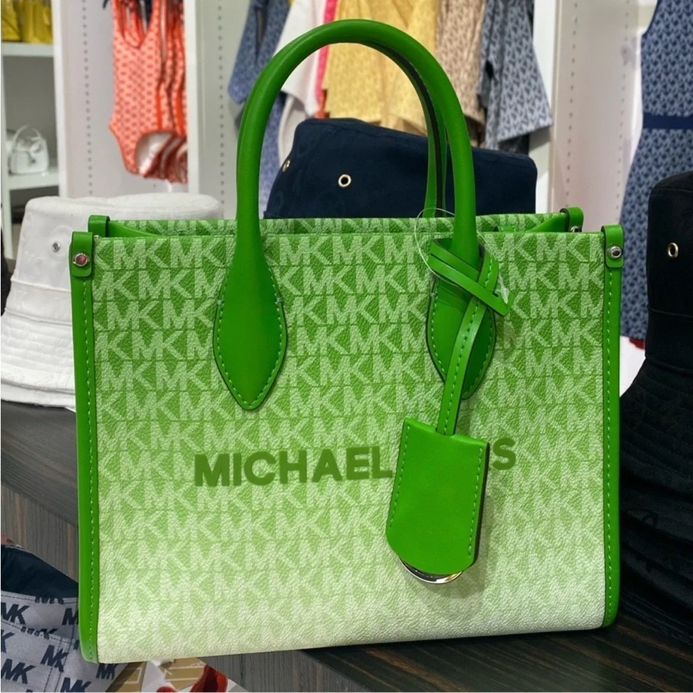 Michael Kors Mirella Small Ombré Signature Logo Crossbody Bag Jungle Green